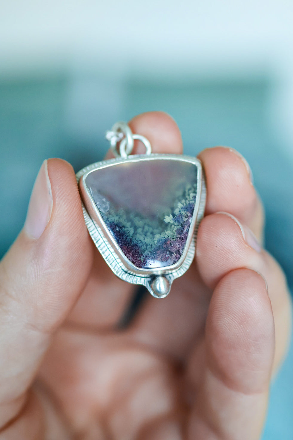 Moonlit Mountains Reversible Necklace with Moss Agate