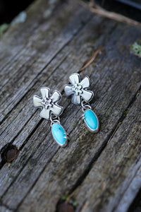 Forget Me Not Stud Earrings #2 with Sonoran Turquoise