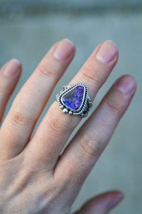 Geranium Blooms Ring with Boulder Opal- Size 5.5