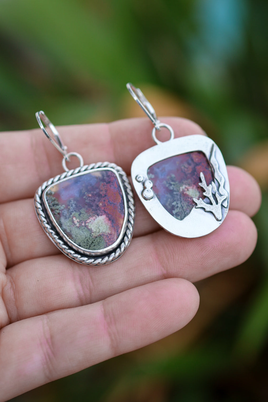 Reef Magic Reversible Earrings with Moss Agate