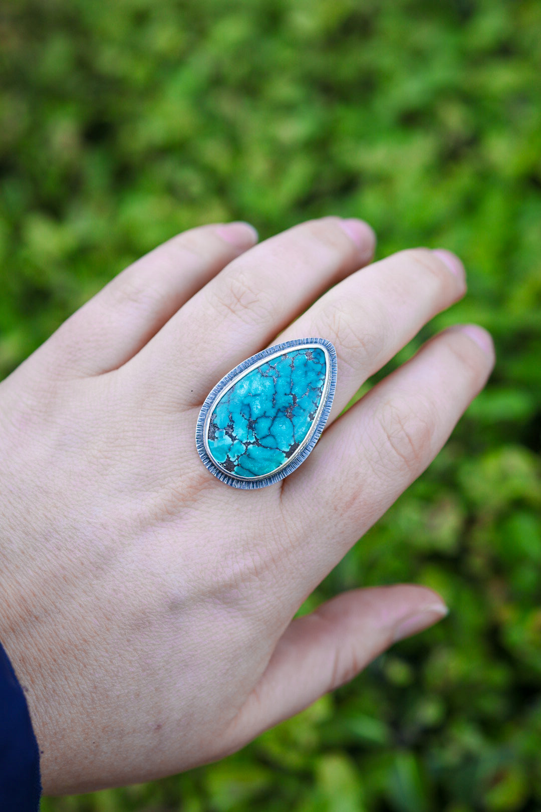 Glacial Lakes Ring with Hubei Turquoise- Size 9.5