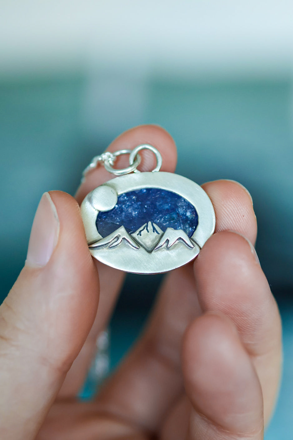 Mountains at Dusk Reversible Necklace with Tanzanite