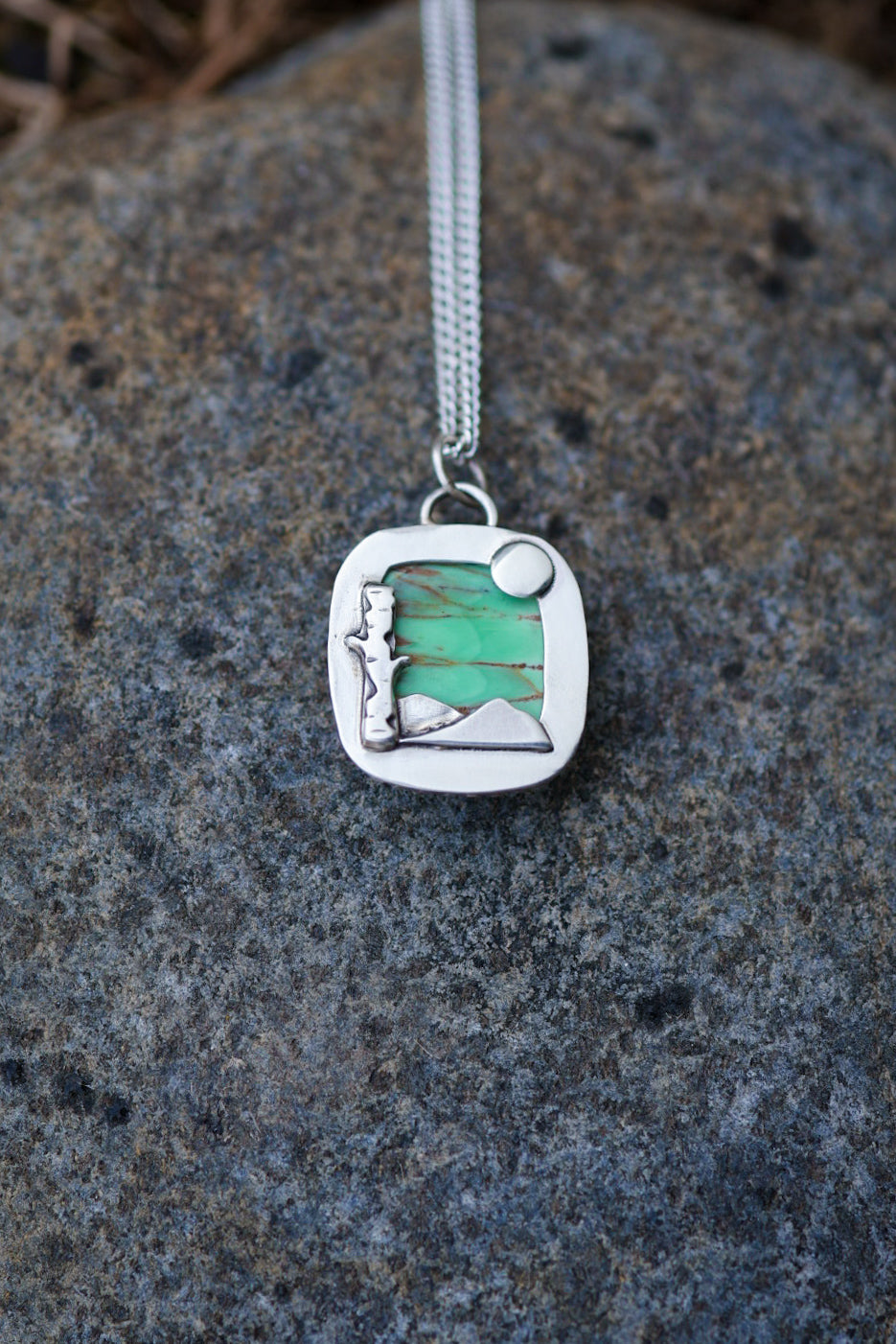 Aurora Birch Reversible Necklace with Variscite
