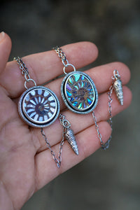 Sea Siren Necklace with Ammonite & Mother of Pearl Inlay