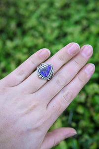 Geranium Blooms Ring with Boulder Opal- Size 5.5