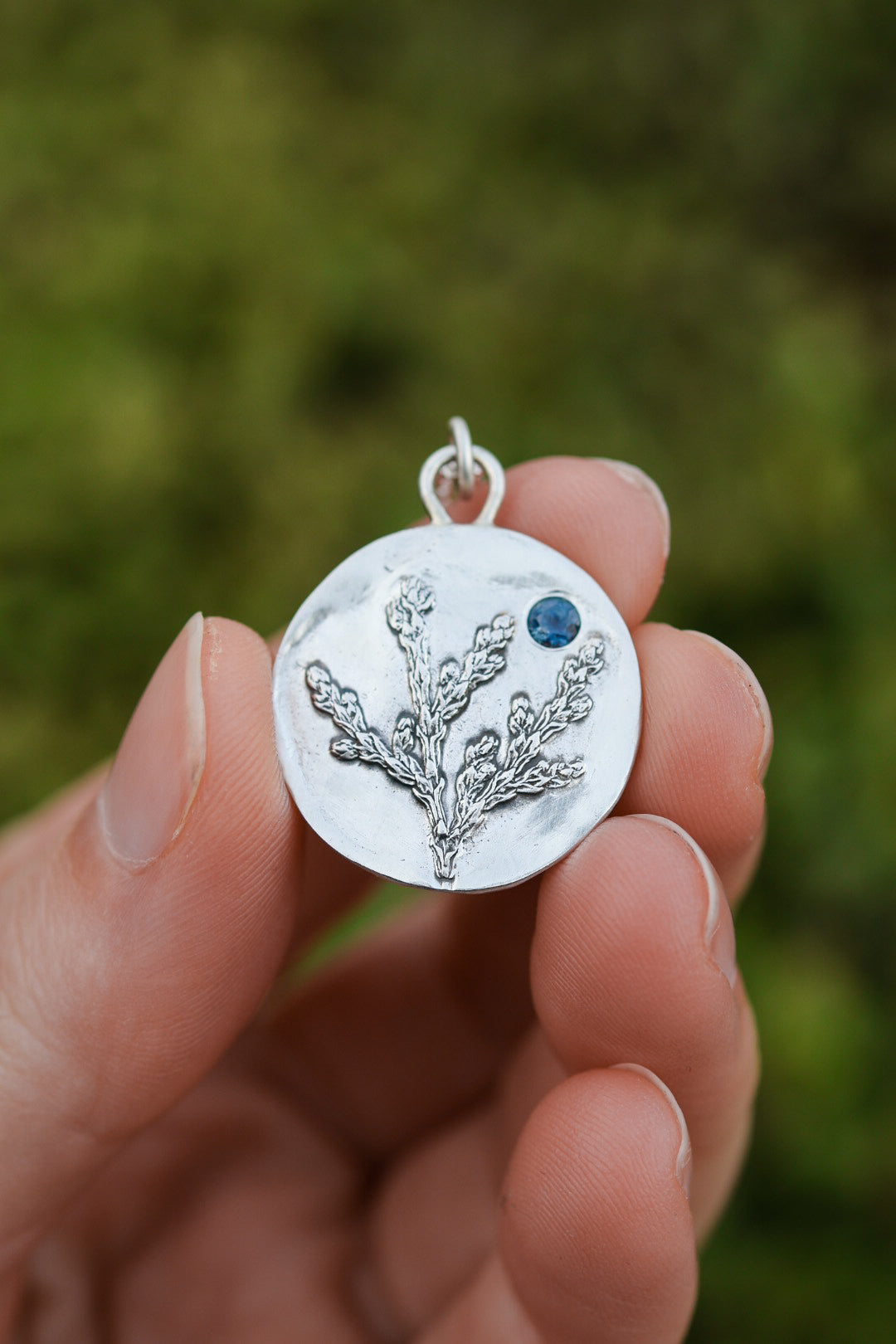 Cedar Sprig Necklace with Sapphire