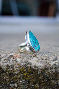 Glacial Lakes Ring with Hubei Turquoise- Size 9.5