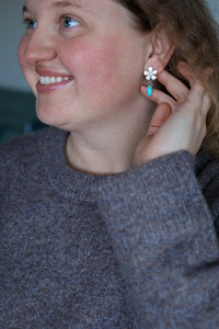 Forget Me Not Stud Earrings #2 with Sonoran Turquoise