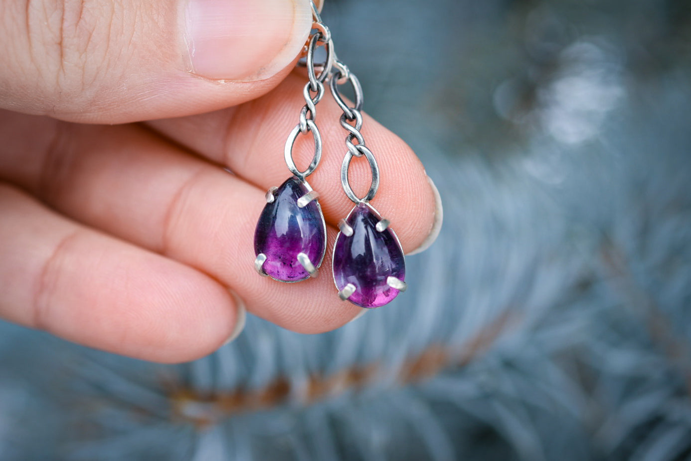 Crocus Bloom Convertible Earrings with Fluorite